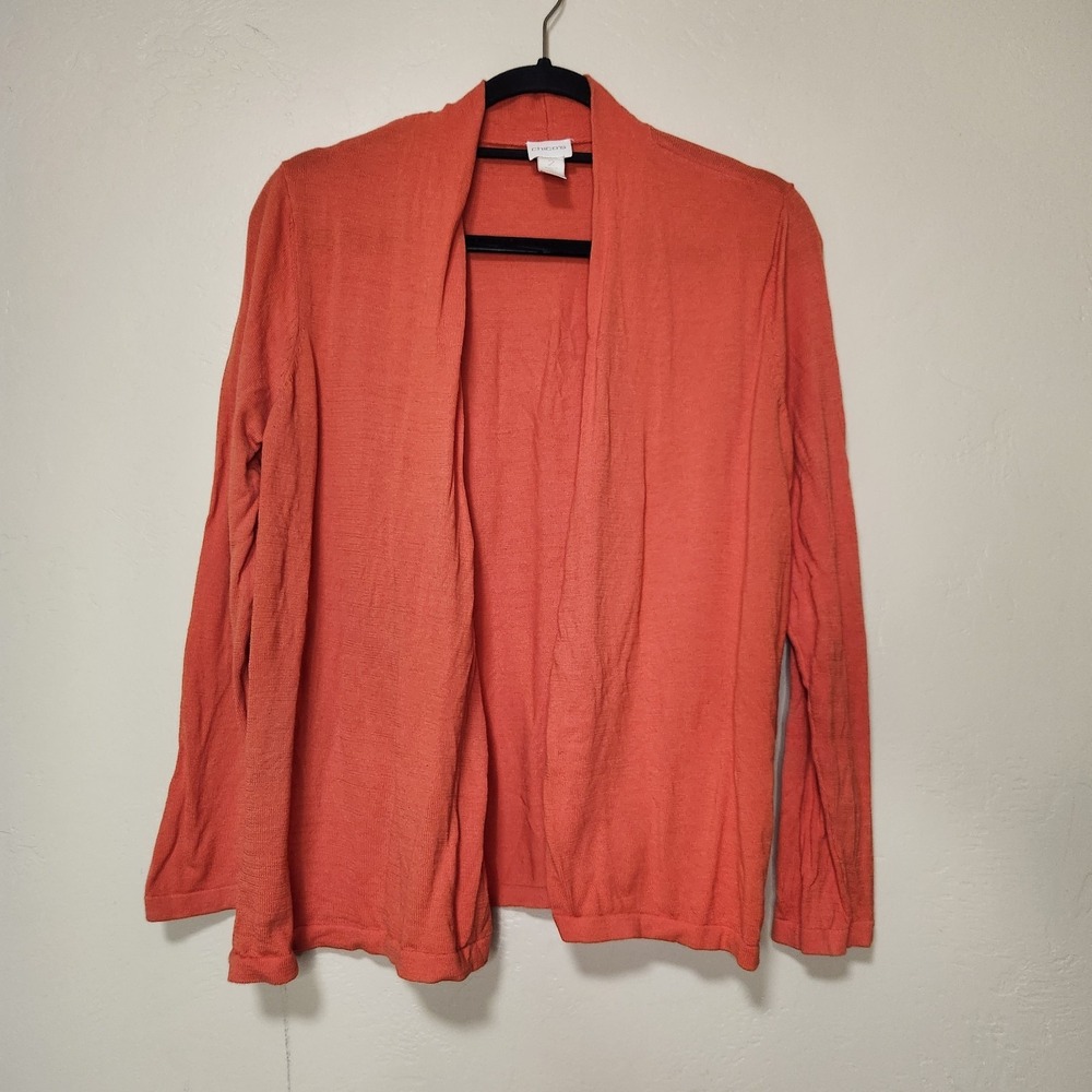 Chico's Open Front Cardigan Orange Womens‎ Size 2